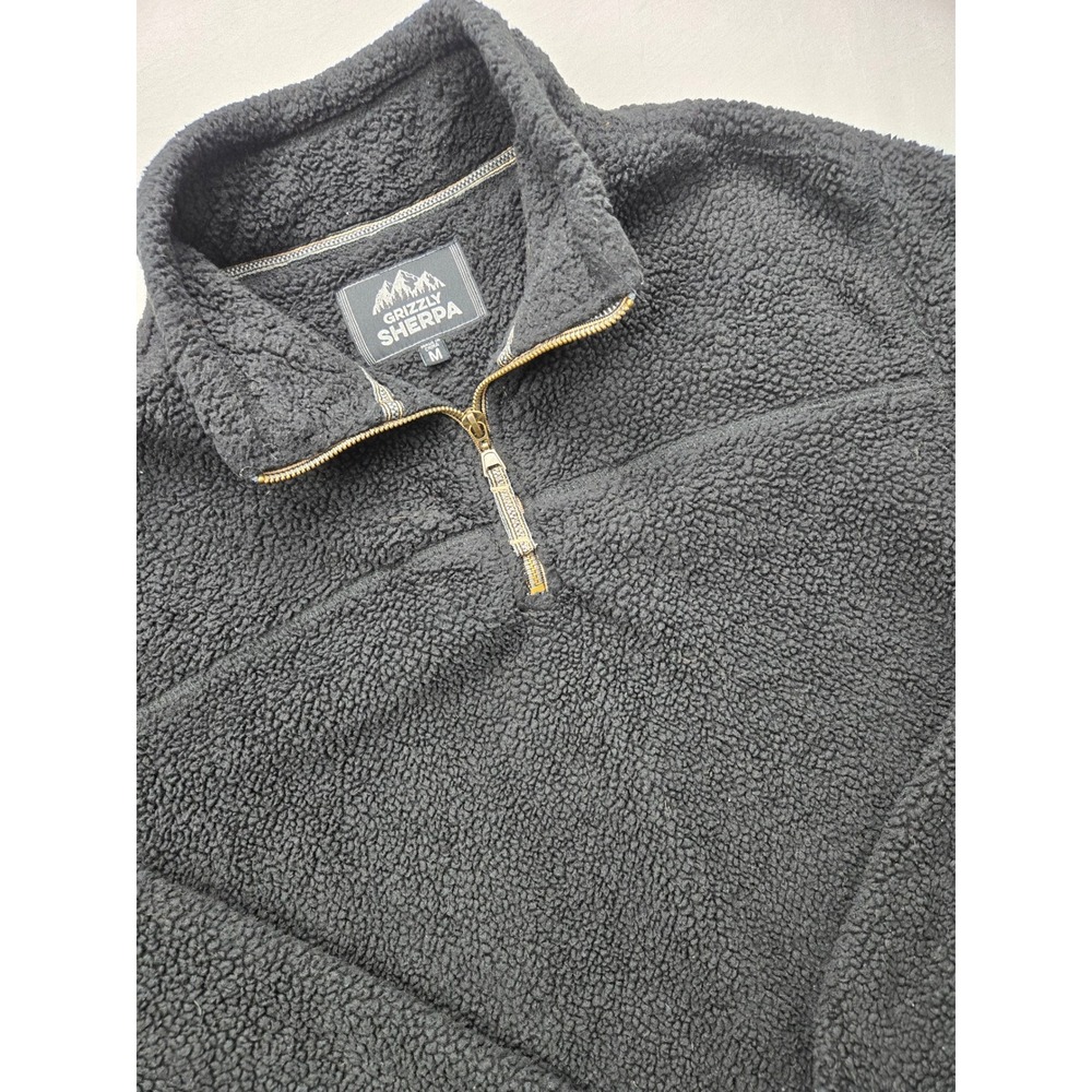 Grizzly Sherpa Mens Fleece‎ Pullover Jacket Black Size Medium